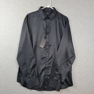 NWT Smith & Mills Black LS Button Up Dress Shirt Men's Size Large